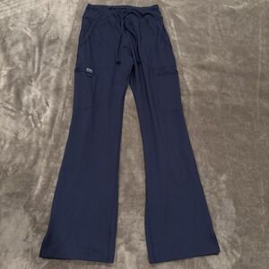 QBK Workwear High Rise Yoga Scrub Pants Wide Leg Uniform Pants Blue Women's Med